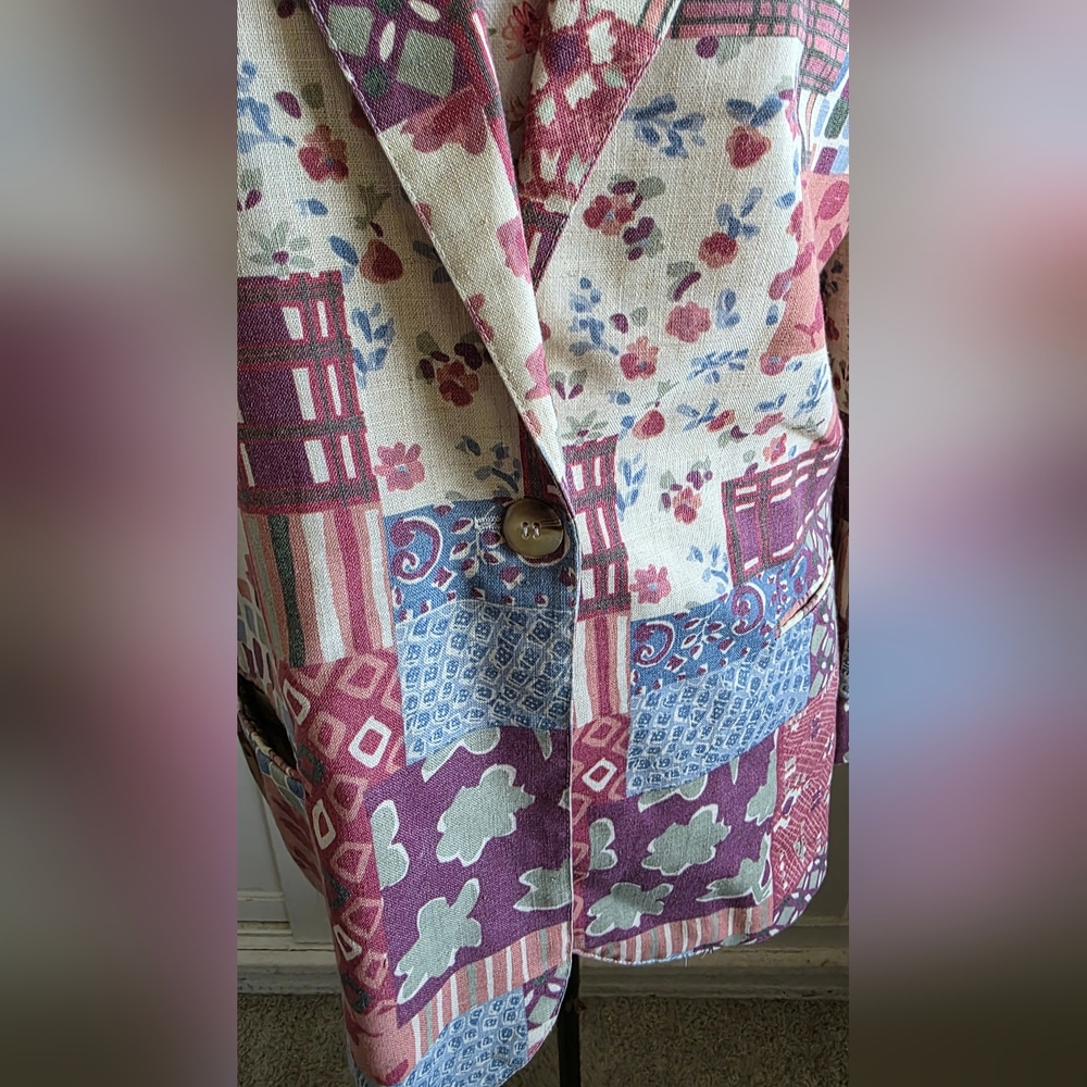 George Vintage Multicolor Patchwork Blazer Size Medium - Picture 3 of 7